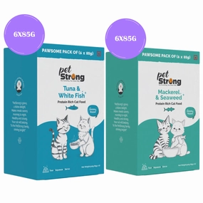 PetStrong Tuna and White Fish & Mackerel and Seaweed in Gravy Cat Wet Food Combo