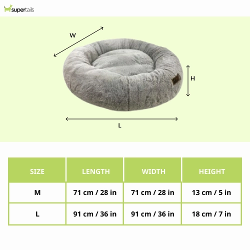 Petter World Anxiety Relieving Donut Bed for Dogs and Cats (Grey)