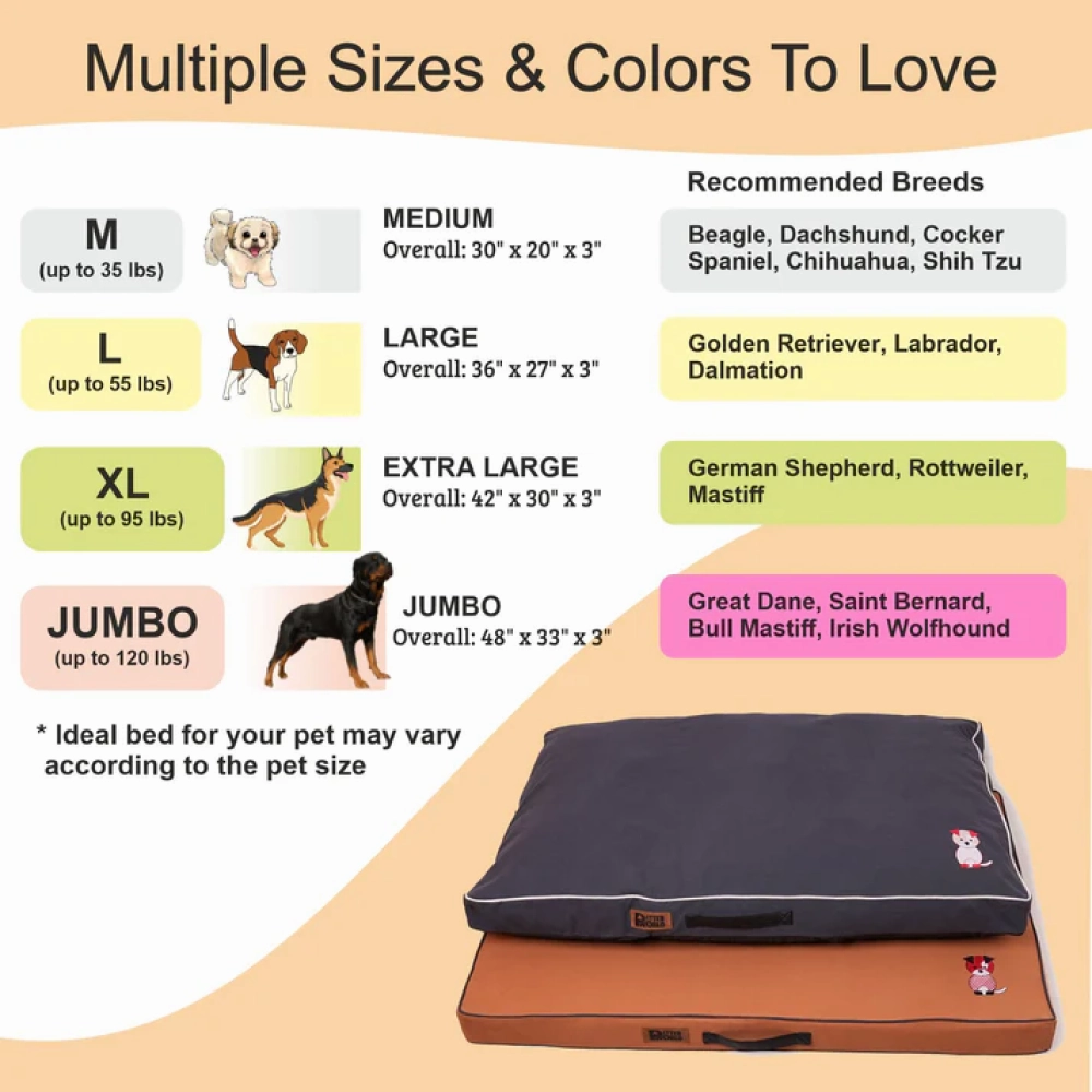 Petter World Comfort Flat Foam Bed for Dogs (Earthy Brown)