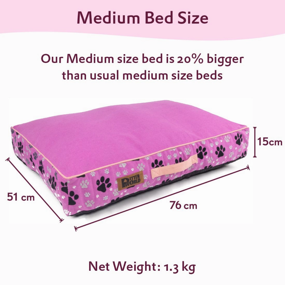 Petter World Indoor Artisanal Rectangular Cushion Mattress Bed with Washable Cover for Dogs (Crocus)