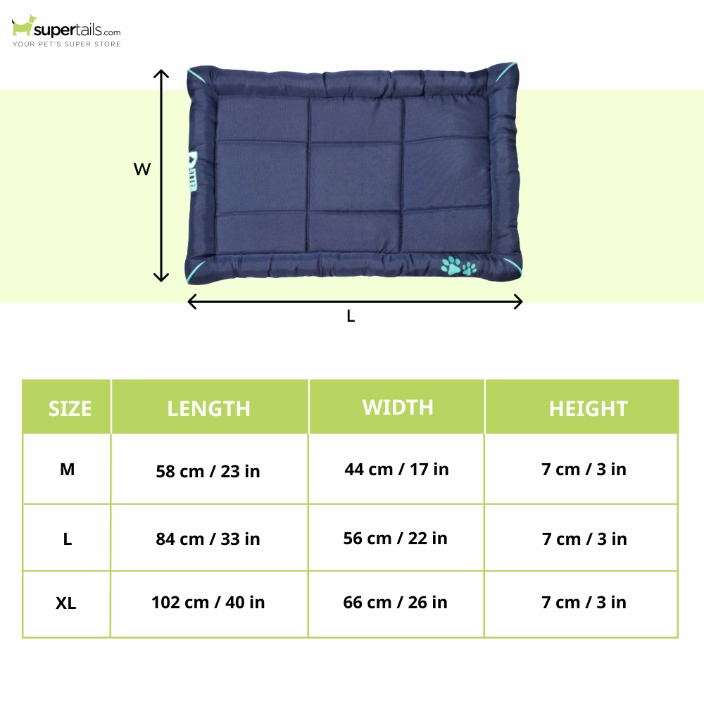 Petter World Luxury Outdoor Foamed Crate Mat with Padded Perimeters for Extra Support for Dogs (Ensign Blue)