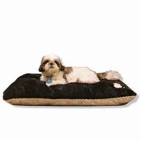 Petter World Luxury Reversible Chopped Foamed Pillow Bed with Soft Fur for Dogs (Jet Black)