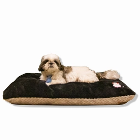 Petter World Luxury Reversible Chopped Foamed Pillow Bed with Soft Fur for Dogs (Jet Black)
