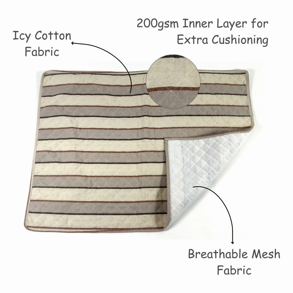Petter World Multipurpose Breathable Summer Mat for Dogs (Brown Stripes)
