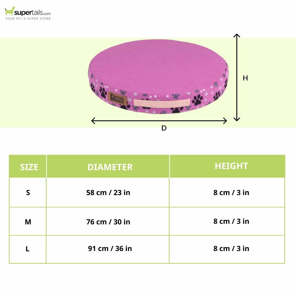 Petter World Orthopedic Round Flat Foam Mattress Bed with Thick & Durable Washable Cover (Crocus)
