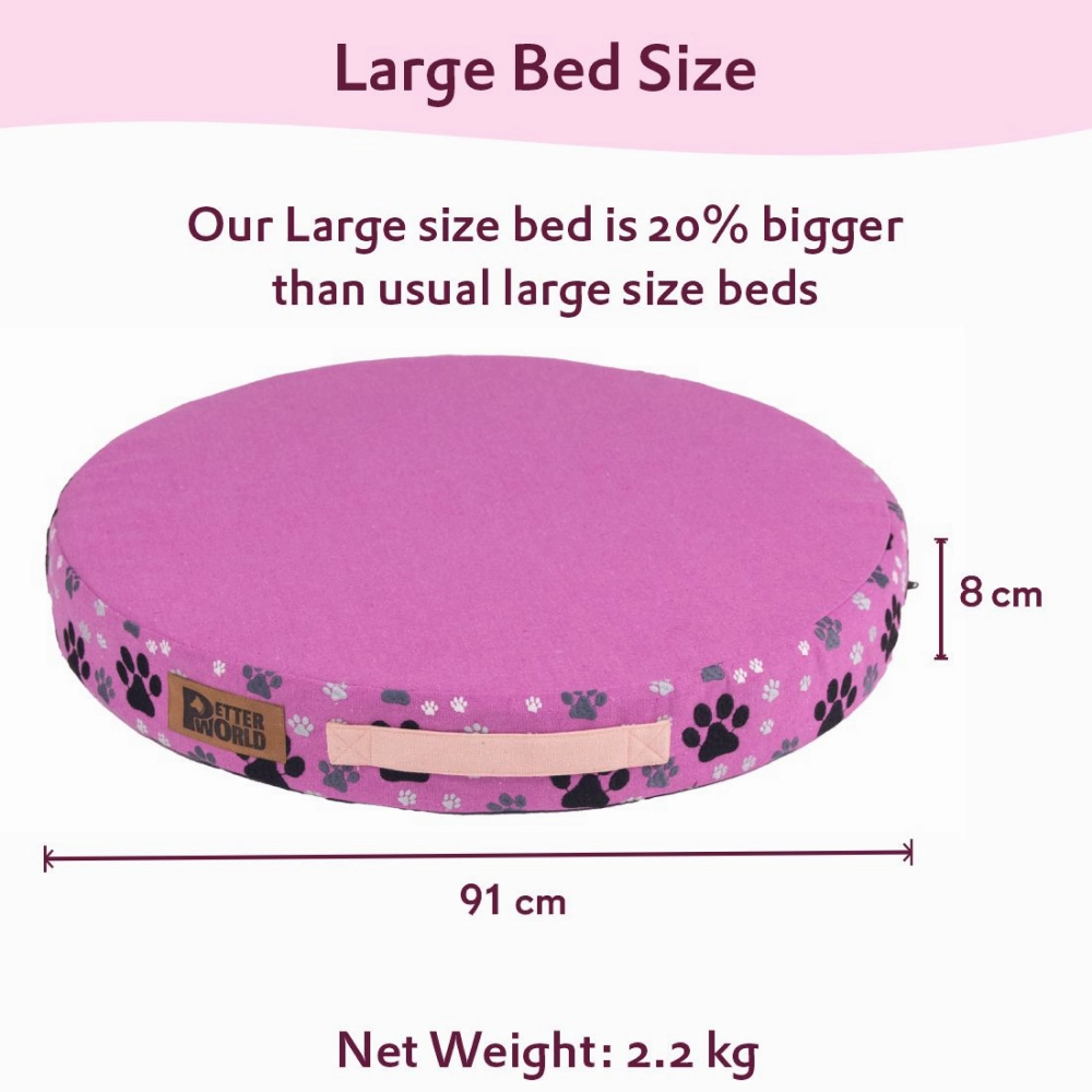 Petter World Orthopedic Round Flat Foam Mattress Bed with Thick & Durable Washable Cover (Crocus)