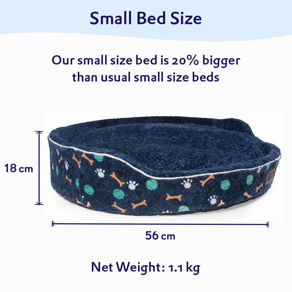 Petter World Soft Micro Fur Round Orthopedic Cuddler Bed with Removable Cushion Top for Dogs (Ensign Blue)