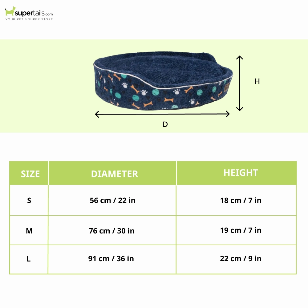 Petter World Soft Micro Fur Round Orthopedic Cuddler Bed with Removable Cushion Top for Dogs (Ensign Blue)
