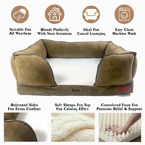 Petter World Ultra Luxury Micro Fur Orthopedic Sofa Bed for Dogs (Mocha Brown)