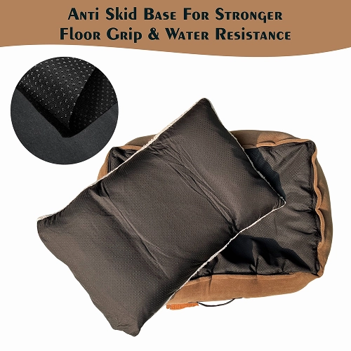 Petter World Ultra Luxury Micro Lounger Bed With Removable Sherpa for Dogs (Mocha Brown)