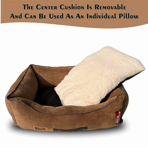 Petter World Ultra Luxury Micro Lounger Bed With Removable Sherpa for Dogs (Mocha Brown)