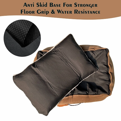 Petter World Ultra Luxury Micro Lounger Bed With Removable Sherpa for Dogs (Mocha Brown)