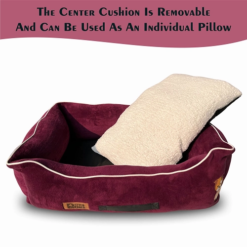 Petter World Ultra Luxury Micro Lounger Bed With Removable Sherpa for Dogs (Mulled Wine)