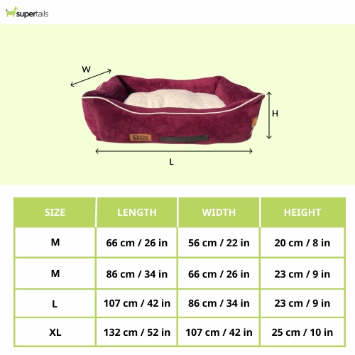 Petter World Ultra Luxury Micro Lounger Bed With Removable Sherpa for Dogs (Mulled Wine)
