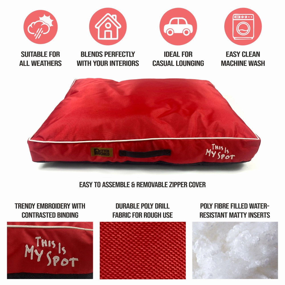 Petter World Waterproof Easy Clean Monsoon Bed with Removable & Washable Cover (Cherry Red)
