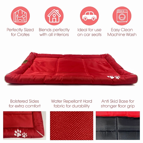 Petter World Waterproof Mat with Padded Perimeters for Dogs (Red)