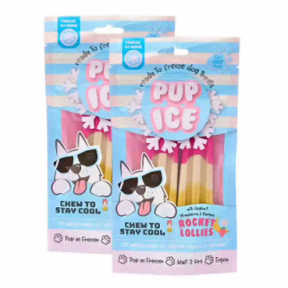 Pup Ice Strawberry and Banana Flavoured Rocket Lollies Dog Treat