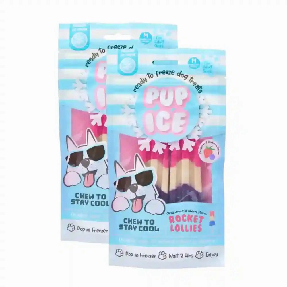 Pup Ice Strawberry and Blueberry Flavoured Rocket Lollies Dog Treat