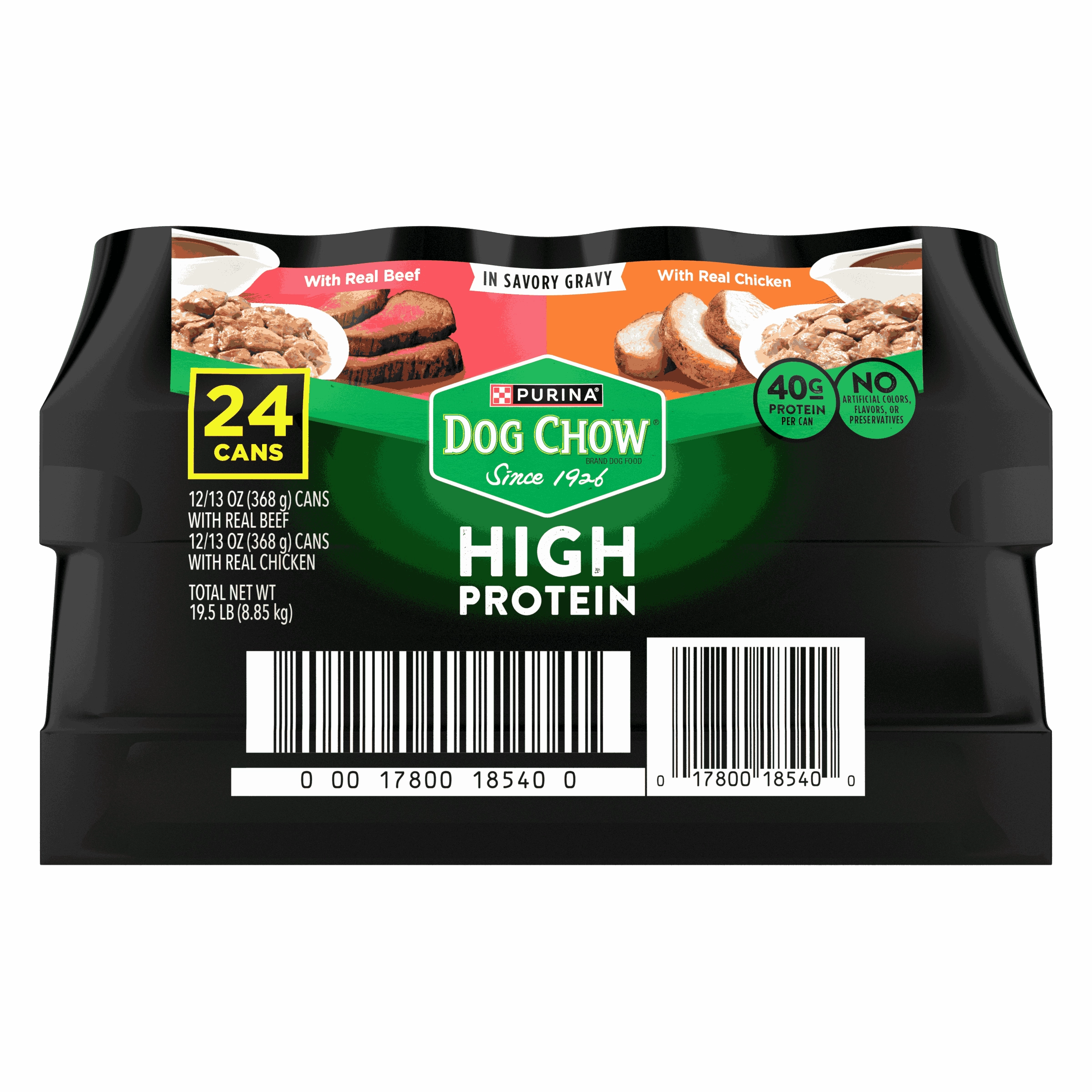 Purina Dog Chow High Protein Wet Dog Food With Real Chicken or With Real Beef In Savory Gravy Variety Pack