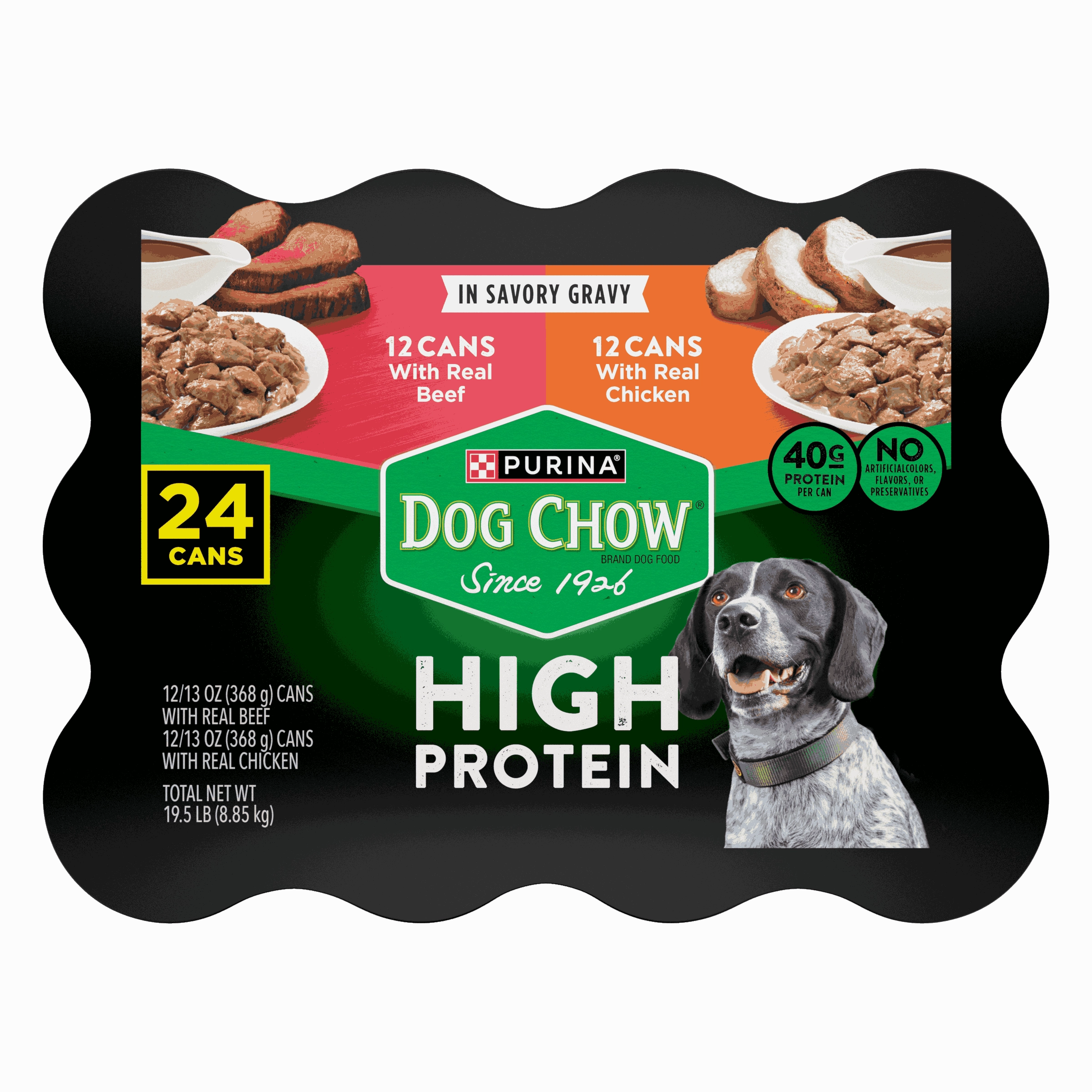 Purina Dog Chow High Protein Wet Dog Food With Real Chicken or With Real Beef In Savory Gravy Variety Pack