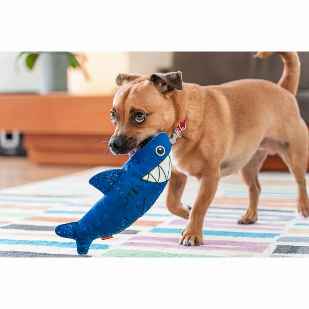 Red Dingo Durables Shark Fetch Toy For Dogs (Dark Blue)