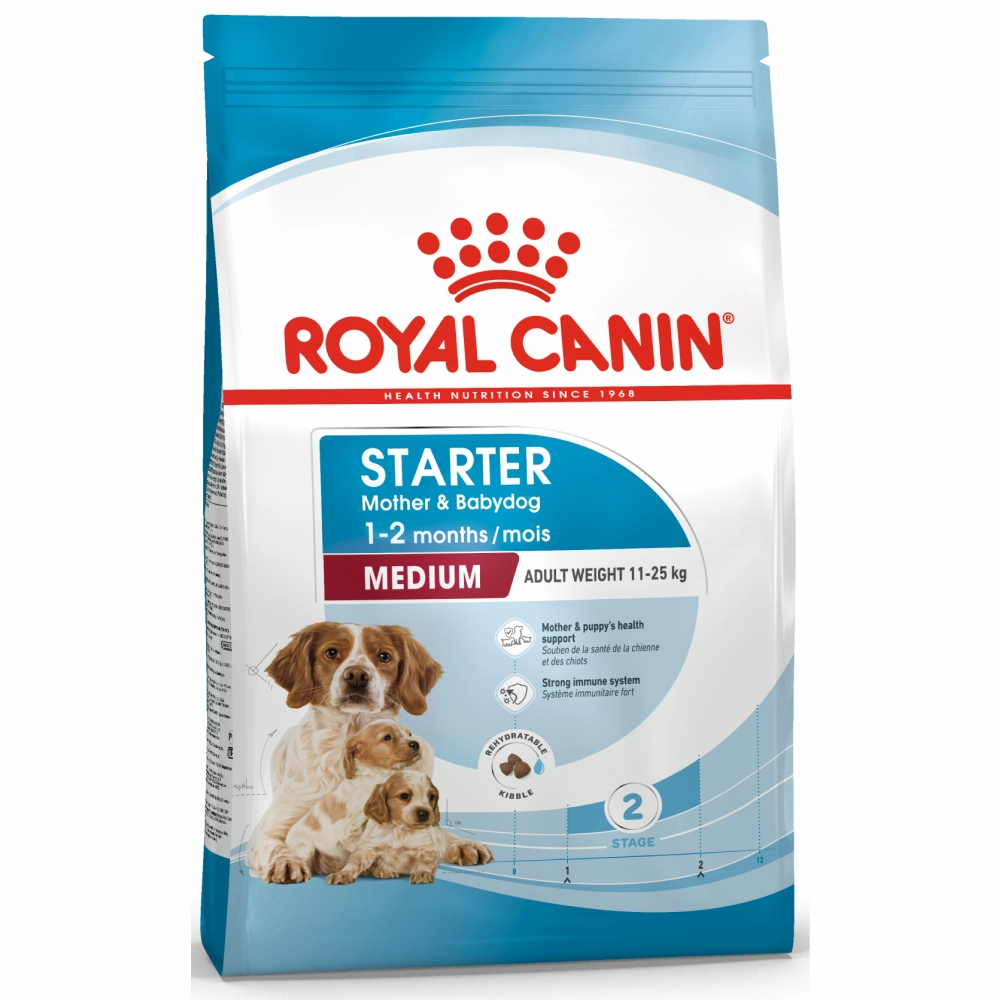 Royal Canin Medium Starter Dry Food for Medium Breed Dog and Puppies and Medium Puppy Dog Wet Food Combo