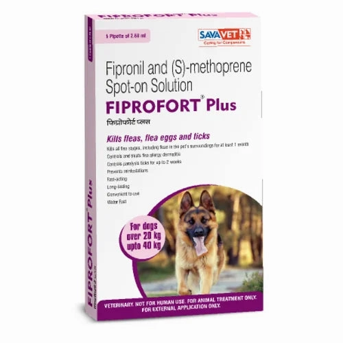 Savavet Fiprofort Plus (Fipronil) Tick & Flea Control Spot On for Dogs (20-40kg) And Intas Eazypet Deworming Tablet (Pack of 10) Combo