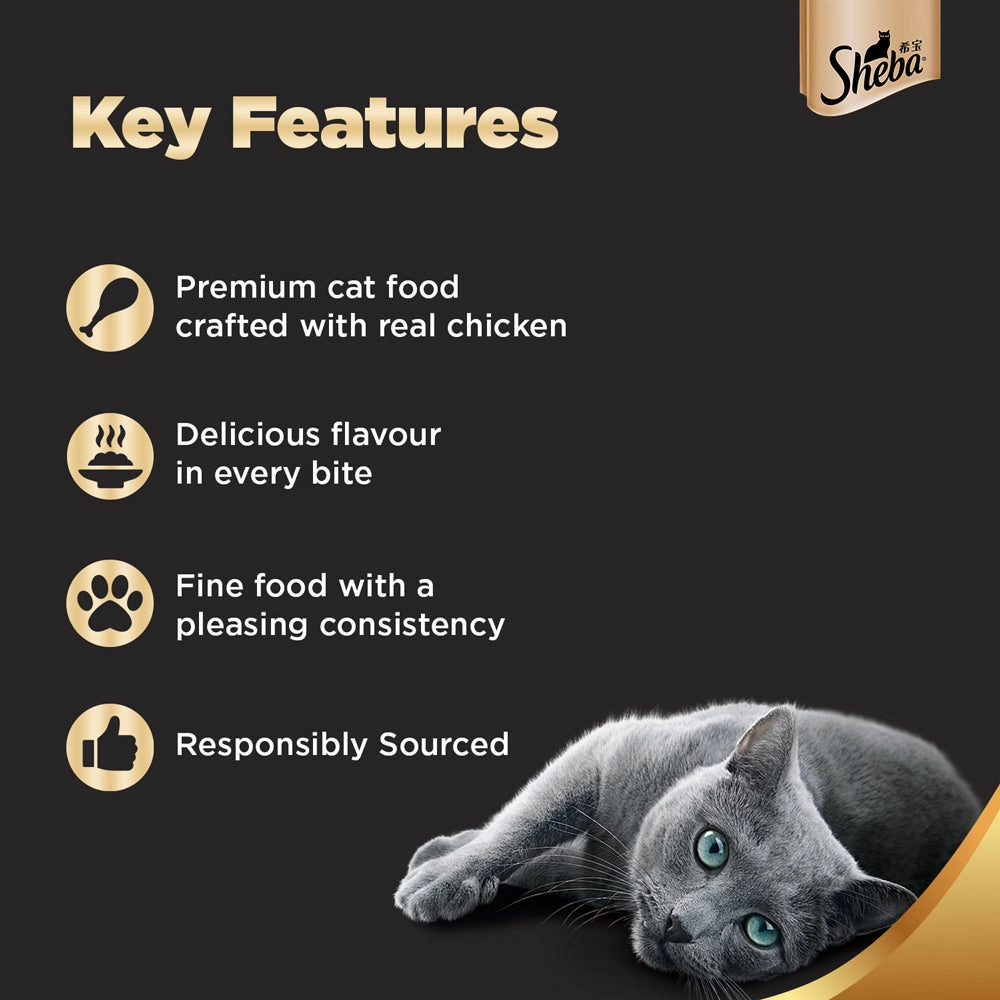 Sheba Chicken Loaf and Chicken With Tuna In Gravy Rich Premium Adult Fine Cat Wet Food Combo