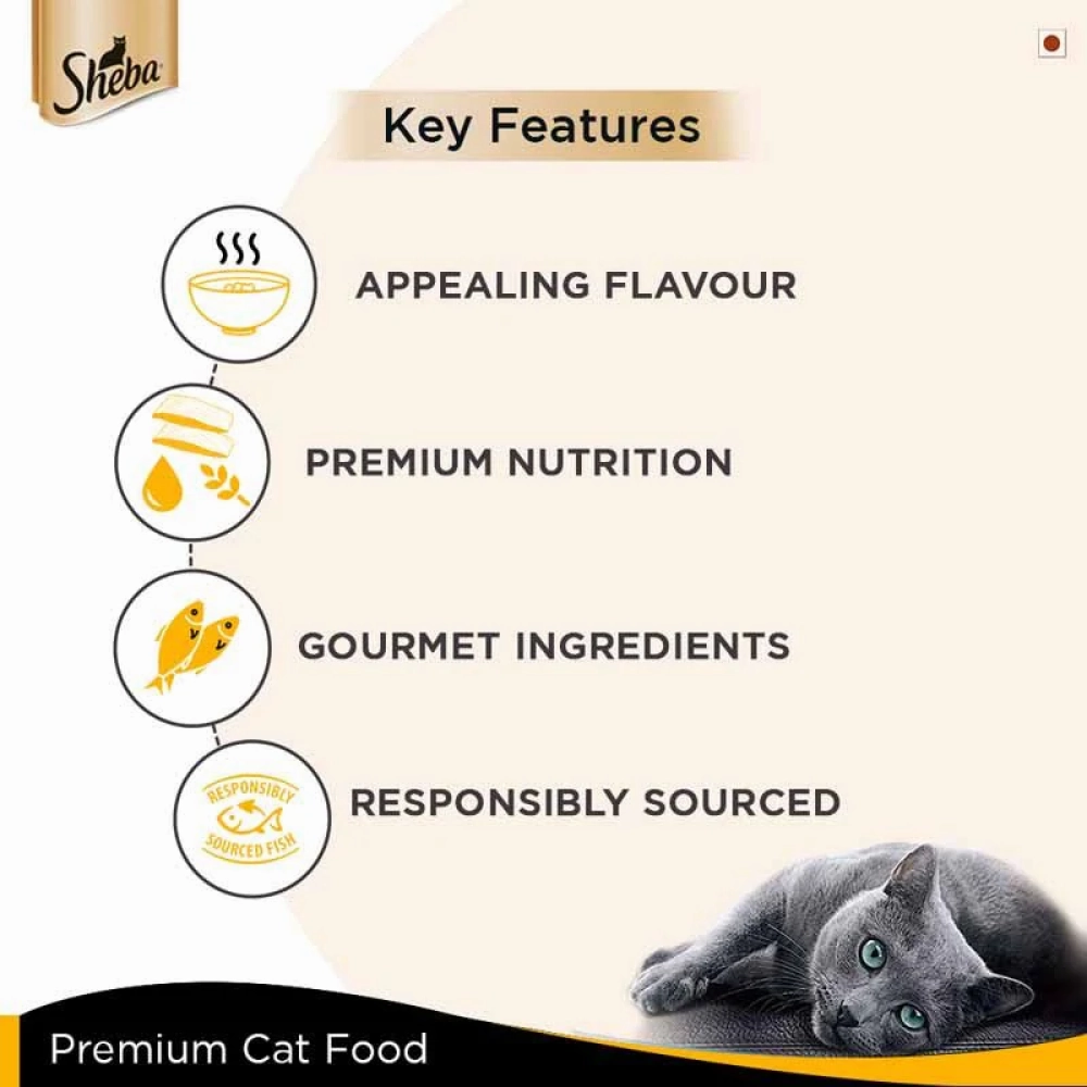 Sheba Complete Nutrition Succulent Chicken Breast In Gravy Cat Wet Food and Chicken Flavour Irresistible All Life Stage Cat Dry Food Combo