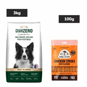 Signature Grain Zero Chicken Egg Vegetables Adult Dry Food, Kennel Kitchen Chicken Flaxseed Stick Dogs Combo