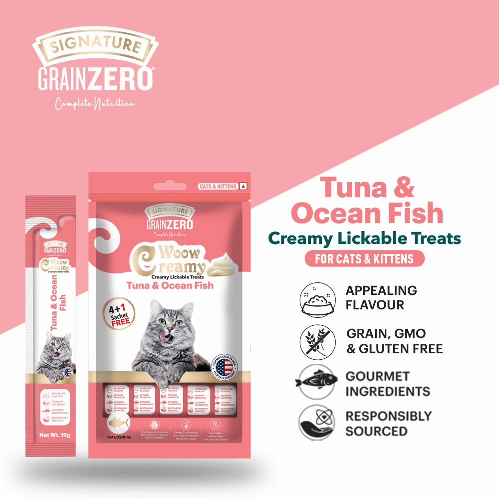 Signature Grain Zero Crab, Bonito and Scallop and Tuna and Ocean Fish Lickable Creamy Cat Treats Combo