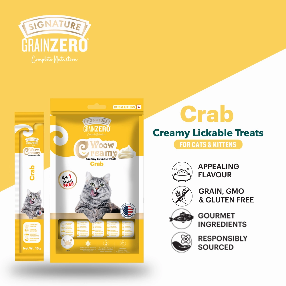 Signature Grain Zero Crab, Salmon and Tuna and Ocean Fish Lickable Creamy Cat Treats Combo