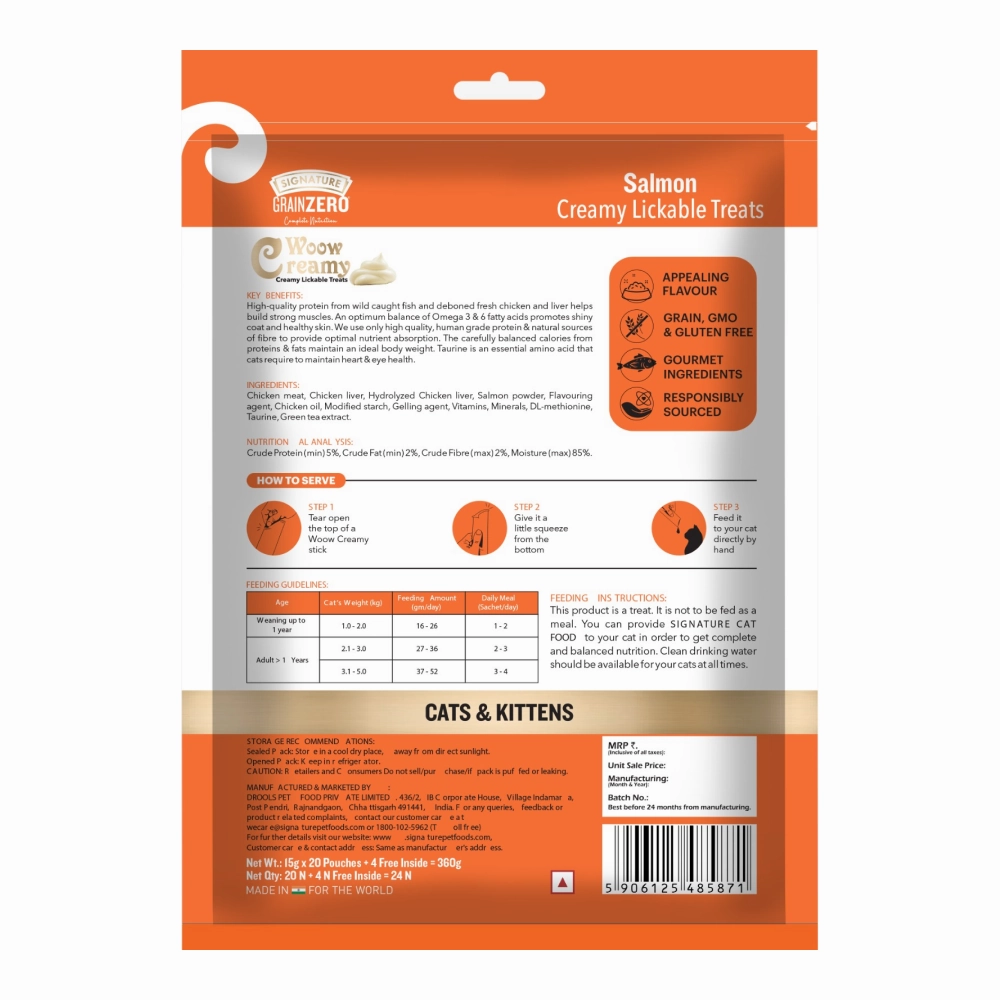 Signature Grain Zero Salmon Lickable Creamy Cat Treats