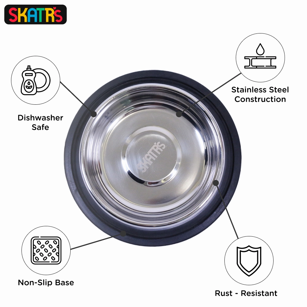 Skatrs Anti Skid Stainless Steel Bowl for Dogs and Cats Medium and Extra Large Combo