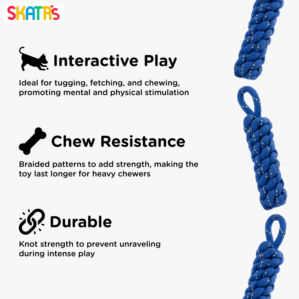 Skatrs Dummy Knotted Rope Chew Toy for Dogs and Cats (Blue)