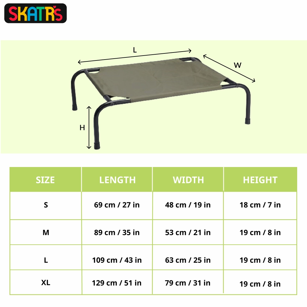 Skatrs Elevated Beds for Dogs & Cats (Green)