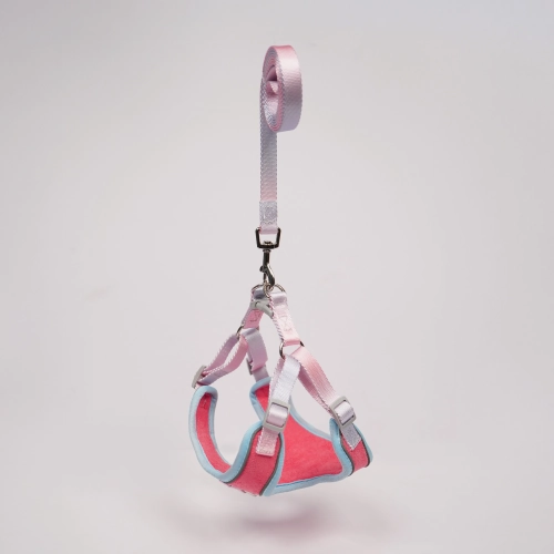 Skatrs Everyday Ready Harness & Leash Set for Small Breed Dogs & Cats (Pink)