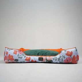 Skatrs Flower Meadow Bed for Dogs & Cats (Orange/Green)