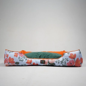 Skatrs Flower Meadow Bed for Dogs & Cats (Orange/Green)