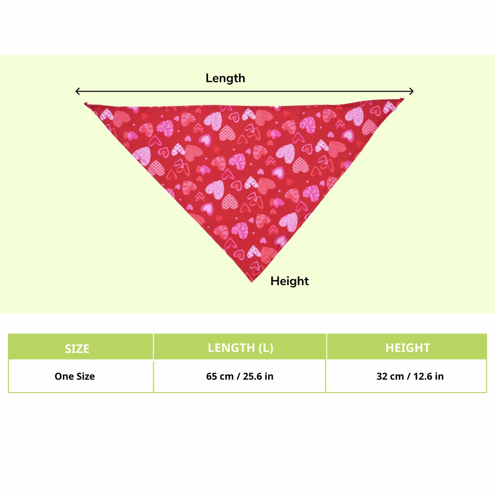 Skatrs Heart Printed Bandana for Dogs and Cats (Red)