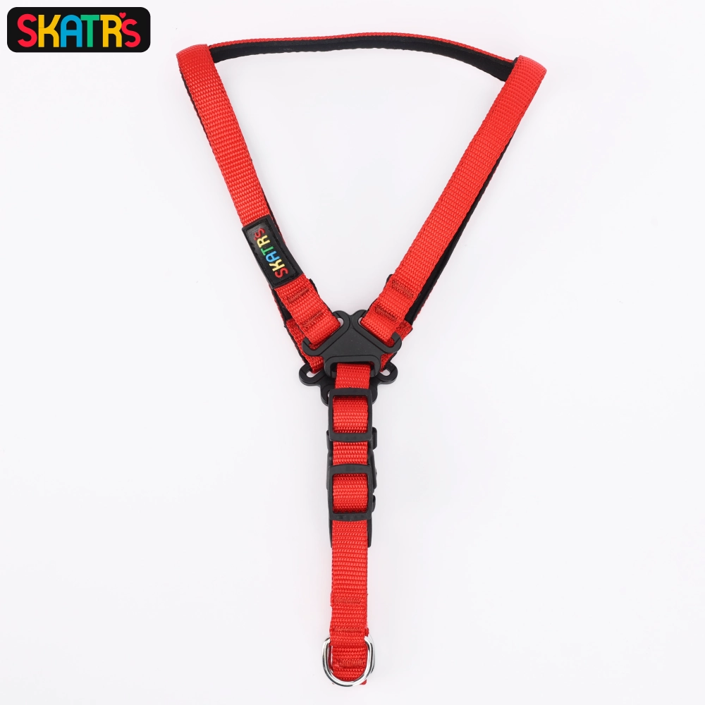 Skatrs Padded Nylon Y Harness for Dogs & Cats (Red)
