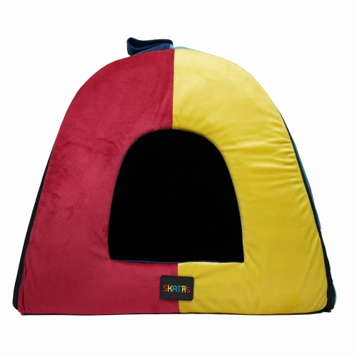 Skatrs Travel Burrow Cozy Portable Home for Dogs and Cats (Red/Yellow/Blue)