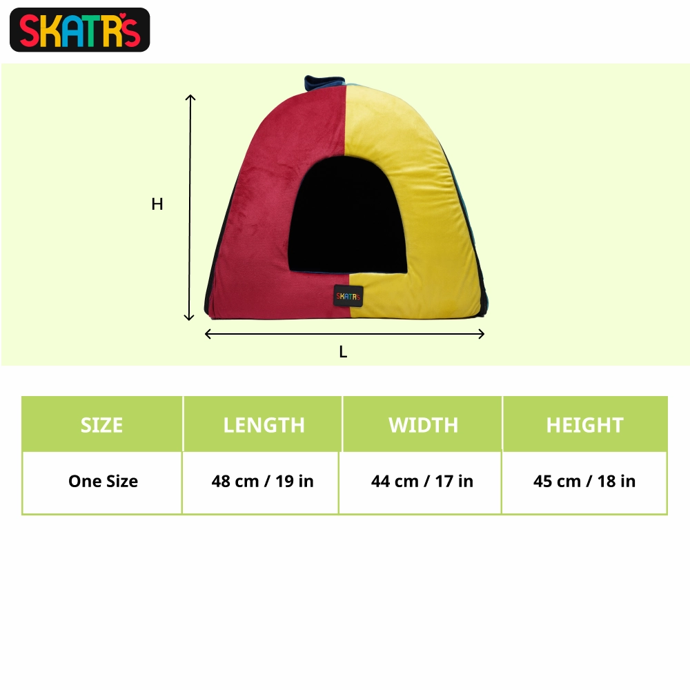 Skatrs Travel Burrow Cozy Portable Home for Dogs and Cats (Red/Yellow/Blue)
