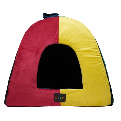 Skatrs Travel Burrow Cozy Portable Home for Dogs and Cats (Red/Yellow/Blue)