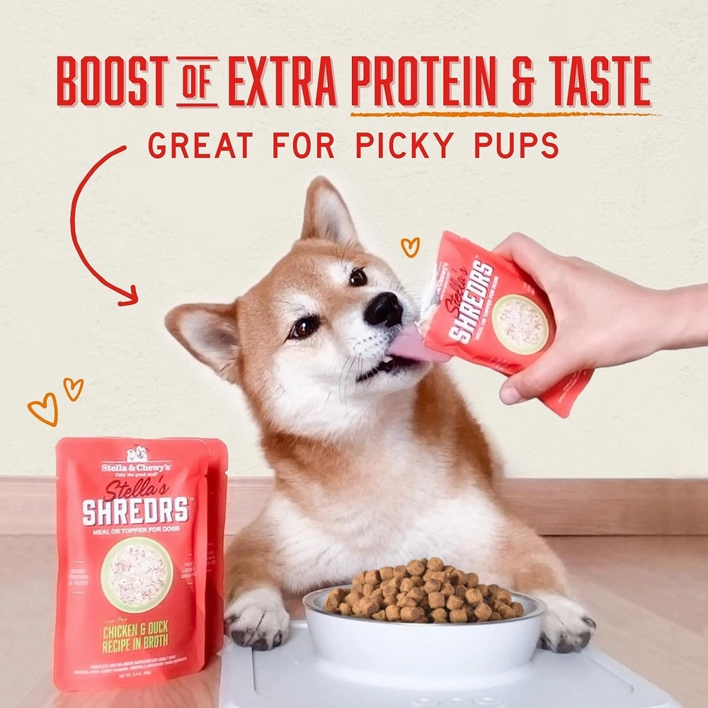 Stella's Shredrs Beef & Chicken Recipe in Broth Dog Pouch