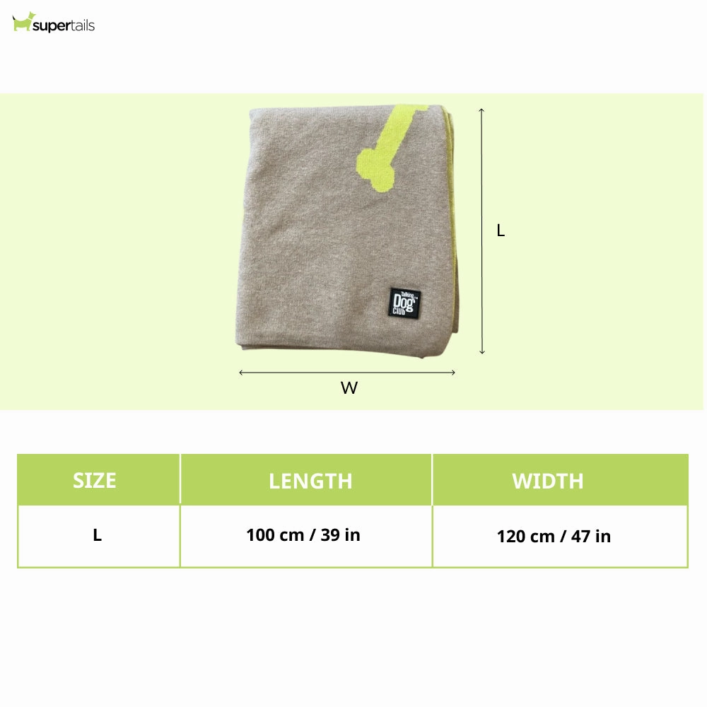 Talking Dog Club Bone Print Viscose Blanket For Dogs (Ivory and Green)