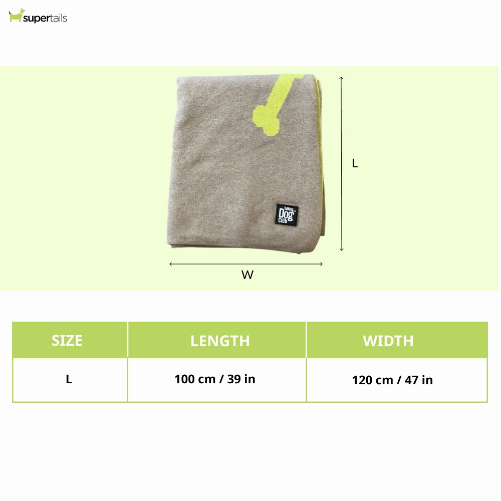 Talking Dog Club Bone Print Viscose Blanket For Dogs (Ivory and Green)