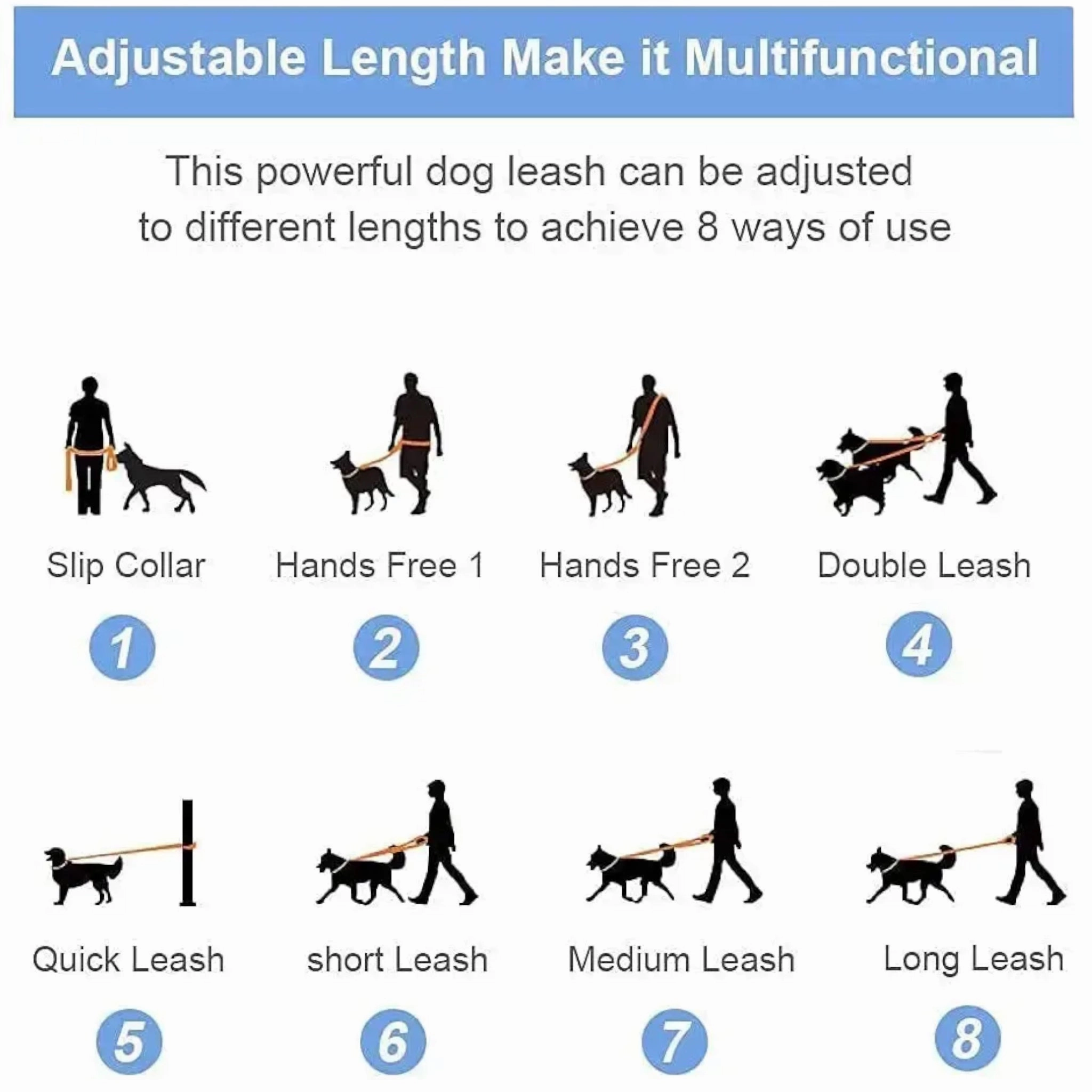 Talking Dog Club Multifunction Handsfree Leash for Dogs (Blue)