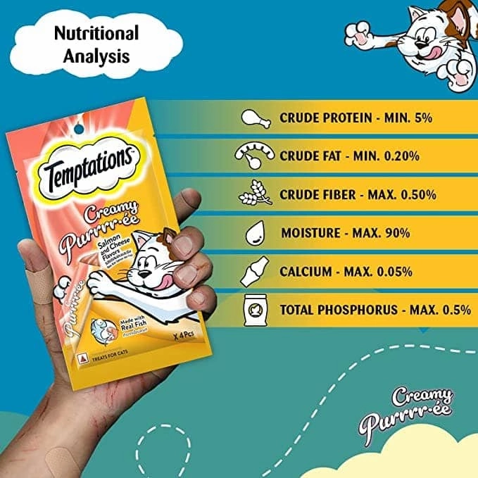 Temptations Creamy Purrrr ee Salmon & Cheese and Creamy Purrrr ee Chicken & Tuna Cat Treats Combo