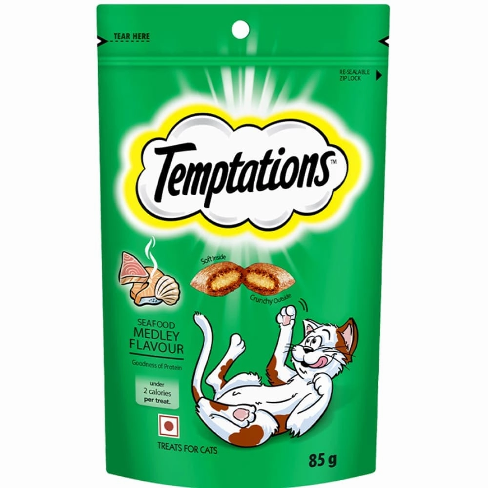 Temptations Seafood Medley Flavour, Tempting Tuna Flavour and Creamy Purrrr ee Chicken & Tuna Cat Treats Combo